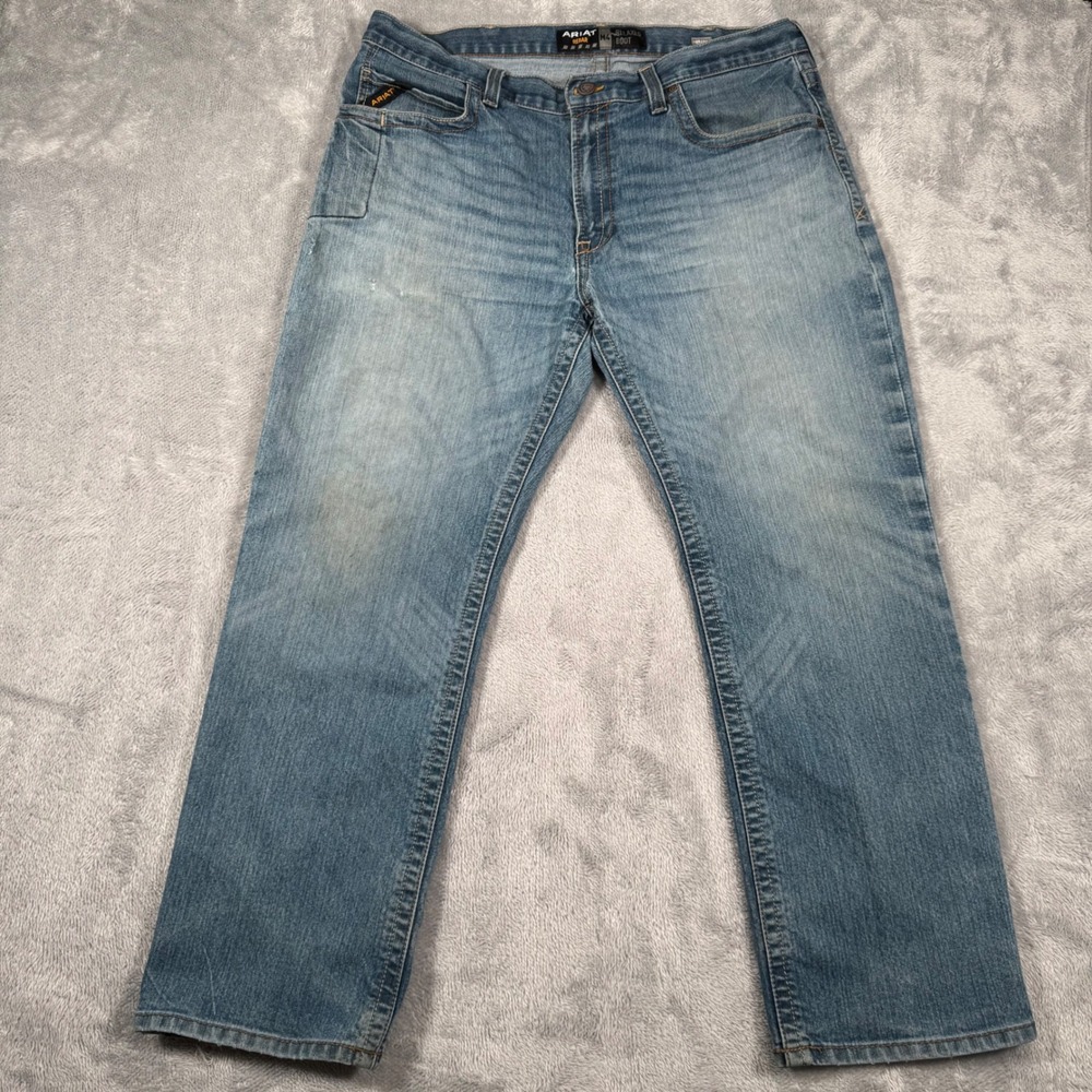 Ariat Jeans Mens 38x30 Blue Rebar M4 Relaxed Boot Cut Workwear Denim